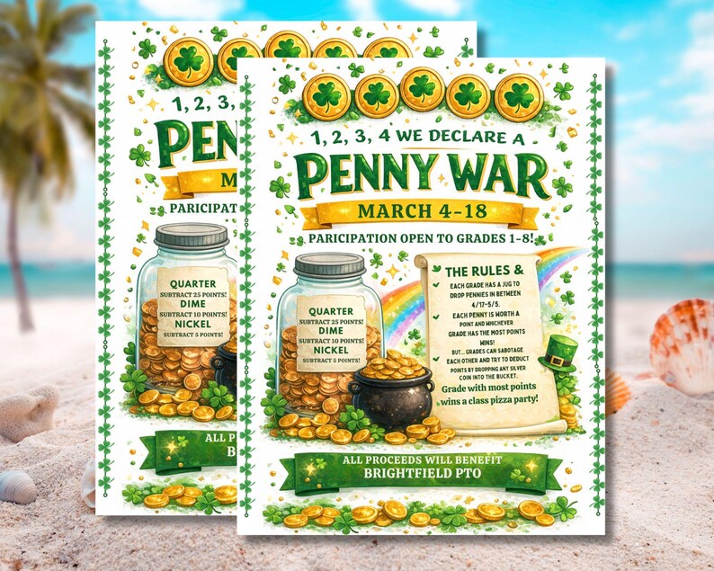 Editable St. Patricks Penny War Flyer Template, Coin Drive Fundraiser ...
