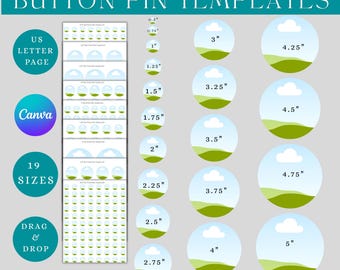 Button Pin Template Bundle Canva bearbeitbar, Pinback Buttons Template Set, Circle Badge Maker druckbar, DIY Button Press Sublimation Design