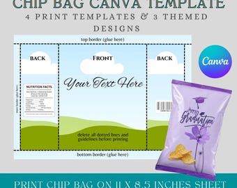 Bearbeitbare Chip Beutel Vorlage Canva, Geburtstag Snack Beutel Wrapper, Benutzerdefinierte Party Favor Printable, DIY Chip Beutel Label Mockup, DIY Leckerei Beutel Mockup