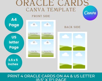 Bearbeitbare Orakel Kartenvorlage Canva | Druckbare Tarot Style Deck | DIY Affirmationskarten | Erstelle spirituelles Kartenspiel | Gewerbliche Karten