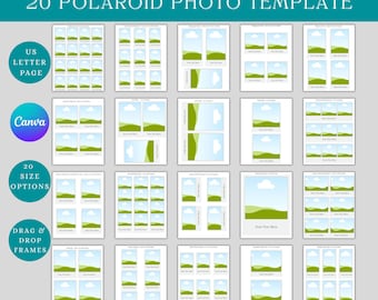 20 Polaroid-Fotovorlage, bearbeitbares Photobooth-Zeichen, Polaroid-Gästebuch Instax Foto-Gästebuch Canva, benutzerdefinierte Polaroid-Magnetrahmenvorlage