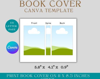 Benutzerdefinierte Buchcover Vorlage Canva | Bearbeitbares KDP Taschenbuch Cover Mockup | Blanko Buchumschlag Design | DIY Notizbuch Hülle | Sofort Download