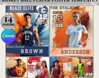 Bearbeitbare Basketball Poster Vorlagen Canva Bundle, Player Banner, Senior Night Poster, Team Sport Grafiken