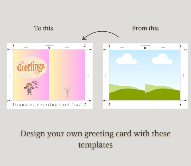 8 Foldable Greeting Card Printing Template Editable Canva Greeting
