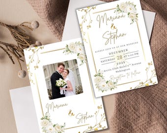 Hochzeitseinladungskarte Canva Vorlage - Bearbeitbare druckbare Hochzeitseinladung Sofortiger Download - DIY Minimalist Hochzeitseinladung