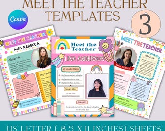 Meet the Teacher Template 3 Editable Canva Teacher Introduction Letter – Customized Meet Your Teacher Flyer Back to School Class Newsletter