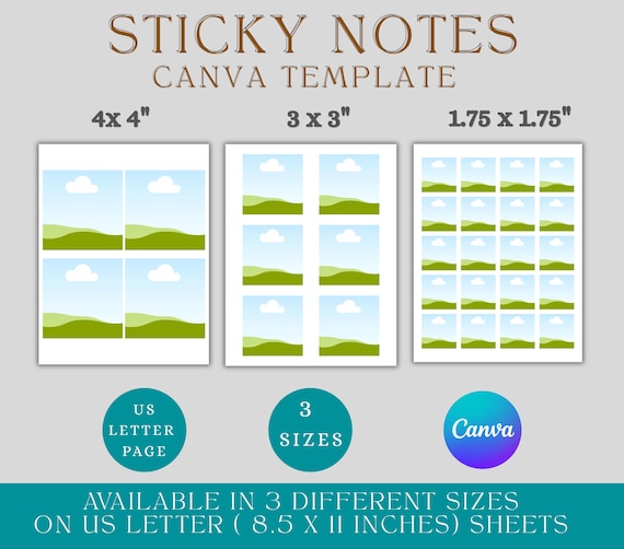 Editable Sticky Notes Printing Template Canva | Printable Planner Stickers | DIY Sticky Notes | Note Page Template | Custom Sticky Note Page