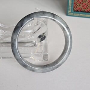 55 mm certifierad Wuji Jadeit Armring av klass A - Genomskinlig Rökgrå & Antracitgrå bild 10