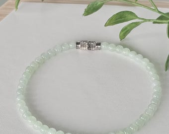 Pulsera de cuentas de jadeíta 100% natural certificada tipo A - Pulsera verde pálido