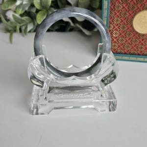 55 mm certifierad Wuji Jadeit Armring av klass A - Genomskinlig Rökgrå & Antracitgrå bild 11
