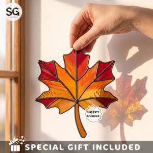 Stained Glass Pattern Autumn Maple Leaf Suncatcher PDF Digital Download, Beginner Friendly Stained Glass, DIY Fall Decor, Nature Art SG053
