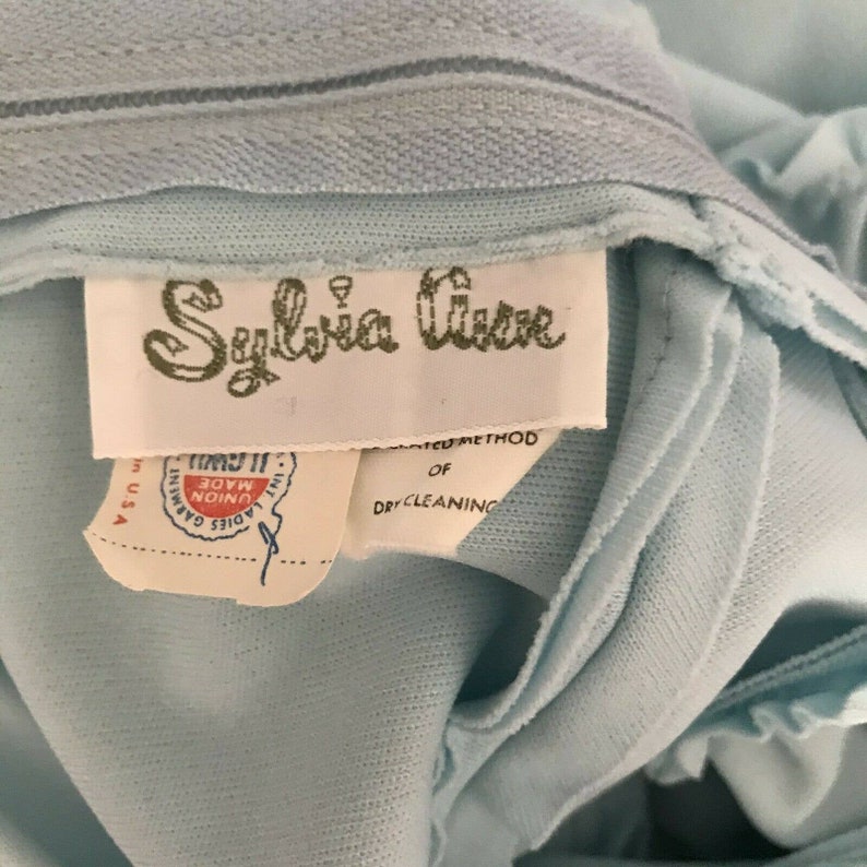 Vintage 70s Baby Blue Polyester Halter Maxi Sun Dress Sundress S Small Sylvia Ann