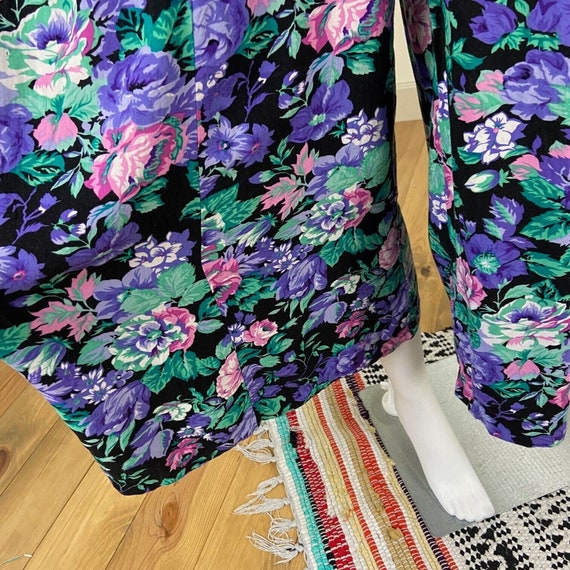 Vintage 80s 90s Floral Cropped Wide Leg Jumpsuit … - image 3