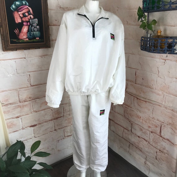 Vintage 80s 90s Surf Style White Windbreaker Jacke