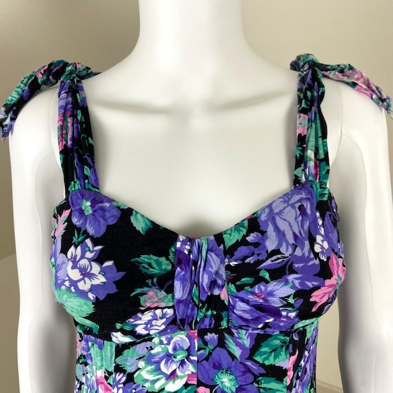 Vintage 80s 90s Floral Cropped Wide Leg Jumpsuit … - image 2