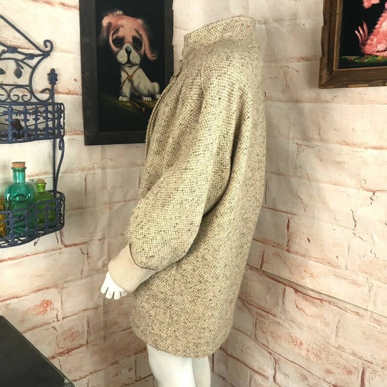 Vintage 80s Ecru Wool Winter Coat XLargeLarge Portrait Avant Garde Oversized