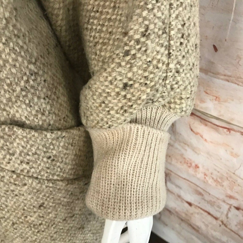 Vintage 80s Ecru Wool Winter Coat XLargeLarge Portrait Avant Garde Oversized