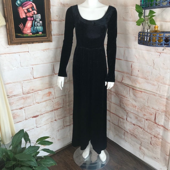 Vintage 90s Betsey Johnson Black Crushed Velvet Pa