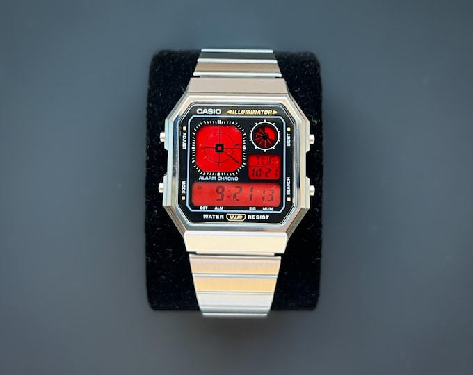 CASIO A130 Watch with Crimson Red Modification