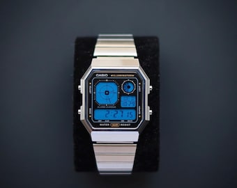 Reloj CASIO A130 con modificación de color azul