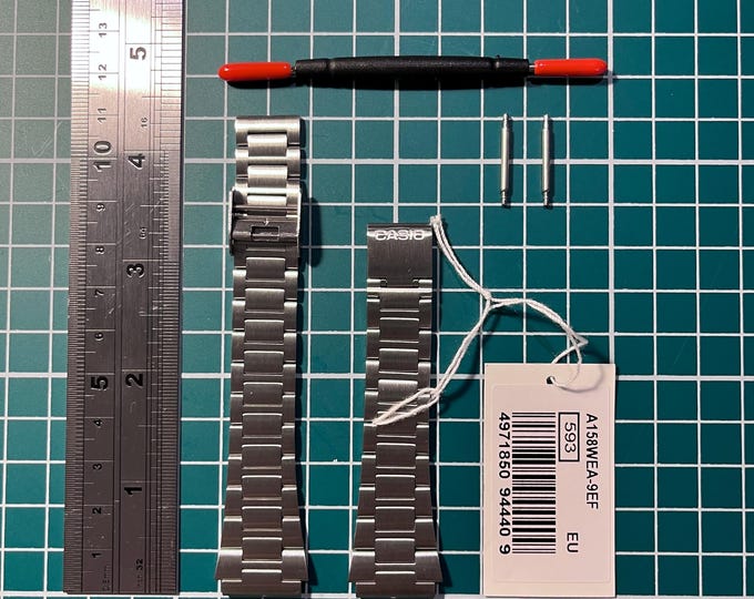 Casio Metal Watch Bracelet Replacement for A-158WA, A-163WA, A-164WA (18mm)