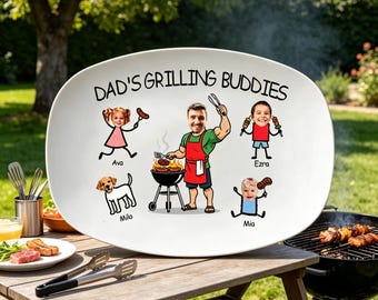 Personalisierte Grillplatte, individuelle Grillplatte für Papa, Kindernamen, Geschenk zum Vatertag