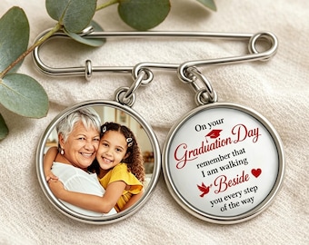 Pin personalizado con foto de graduación, pin de solapa conmemorativo de plata.