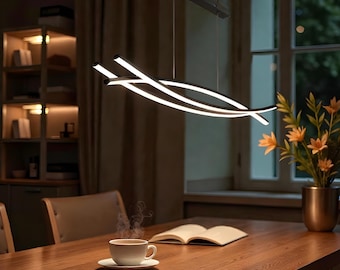 Lámpara LED de madera curva personalizada / Iluminación minimalista y escultural para el hogar