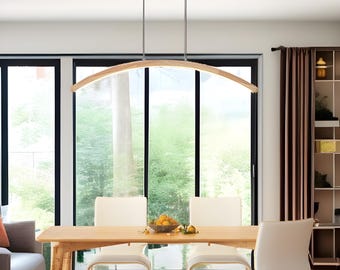 Lámpara colgante de madera curvada hecha a mano: moderna lámpara de techo de madera para comedor, cocina y sala de estar.