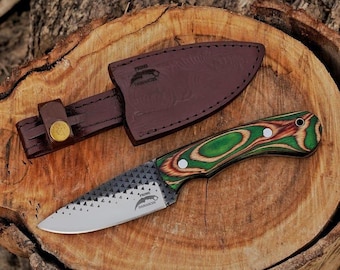 Handmade Knife, Full Tang Outdoor Knife with Leather Sheath - Personalized gift for him