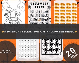 Printable Halloween Bingo Game for Kids | Simple & Fun Home and Classroom Activity | Instant Download | Word Search + Coloring Pages