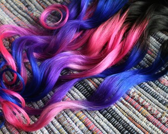 Ombre Hair Extensions Electric Light Purple Pink And Blue Etsy