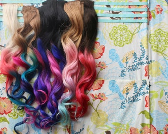 Purple Ombre Dip Dyed Hair Clip In Hair Extensions Tie Dye Etsy