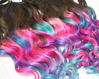Purple Ombre Dip Dyed Hair Clip In Hair Extensions Tie Dye Etsy