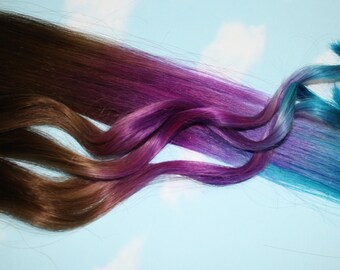 Blue And Purple Hair Extensions Purple Turquoise Human Etsy