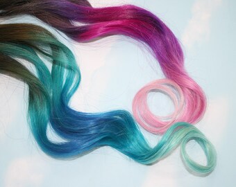 Ready To Ship 60 Gramsombre Teal Blue Tip Dyed Hair Etsy