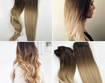 Handmade Brown Blonde Auburn Blonde Ombre Dip Dyed Hair Etsy