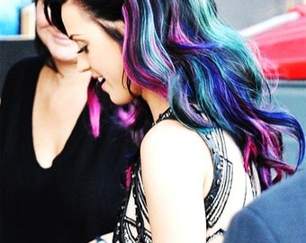 Items Similar To Pastel Tie Dye Tip Extensions Blue Hair Rainbow