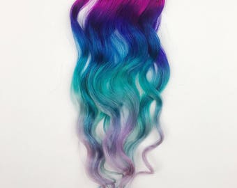 Peacock Blue Reverse Ombre Hair Extensions Purple Ombre Clip Etsy