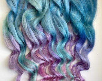 Pastel hair, purple, Blue and mauve balayage ombre hair extensions, Pink Ombre Hair, Hair Wefts, Human Hair Extensions, tape in rainbow hair