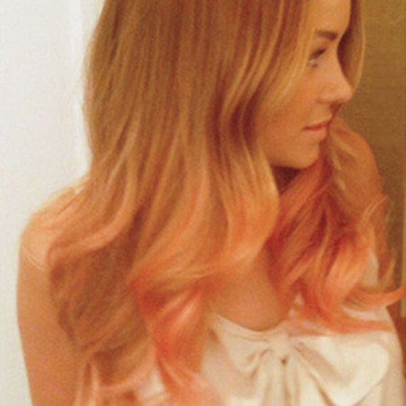 Items similar to Peach, Pink Dip Dyed Ombre Hair Extensions For All