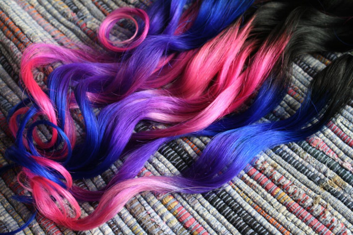 3. Teal Blue Purple Hair Extensions - wide 8