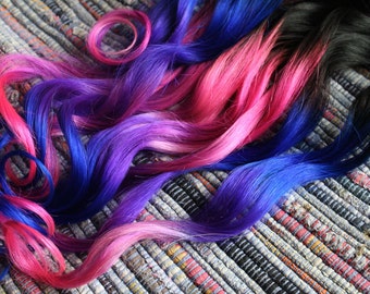 Extension per capelli ombré, capelli viola, rosa e blu, extension per capelli umani, clip in capelli, punte per capelli tinte, trecce per capelli ombré