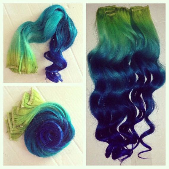 Mermaid Clip In Hair Extensions Ombre Hair Tie Dye Tips Etsy