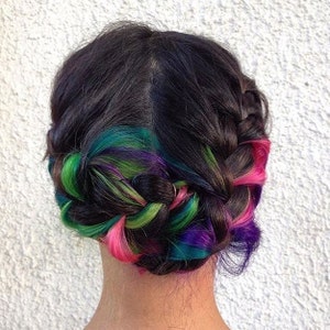 Neon Dream Clip In Hair Extensions, Ombre Hair, Tie Dye Tips, Hair Wefts, Human Hair Extensions, Hippie hair image 5