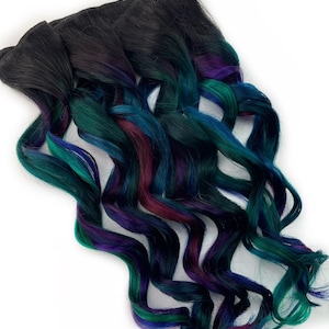 Oil slick hair extensions, oil slick hair color, teal, purple Human Hair Weave, Full Set Bundle, Clip in hair extensions, tape ins, wefts image 8