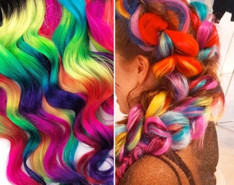 Prism, Rainbow Tape ins human hair extensions, tape in extensions colorful, hair clip extensions, prism hair clips