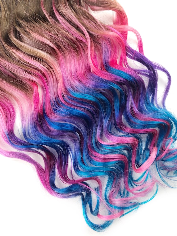 Pastel Tie Dye Tip Extensions Dark Brown Black 22 Inches Etsy