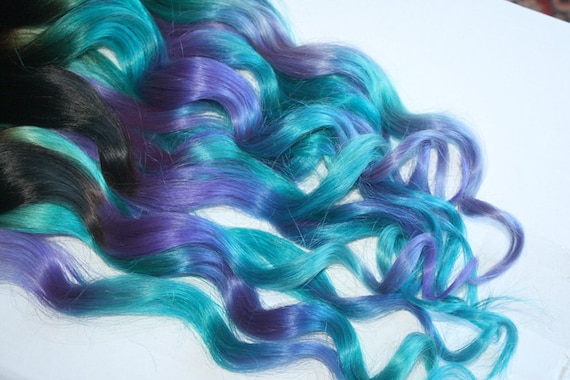 Clip In Hair Extensions Purple Teal Hair Weave Wide Etsy