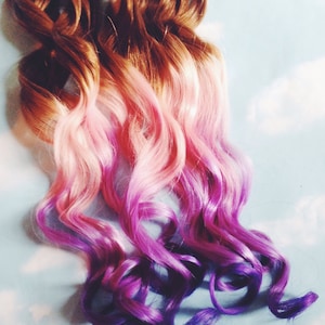 Pink and Purple Hair Clip Extensions, Pink Ombre Hair, Purple Ombre Hair, Weave, Human Hair, Full Set, Bundle, Festival, Hippie Hair, Dread